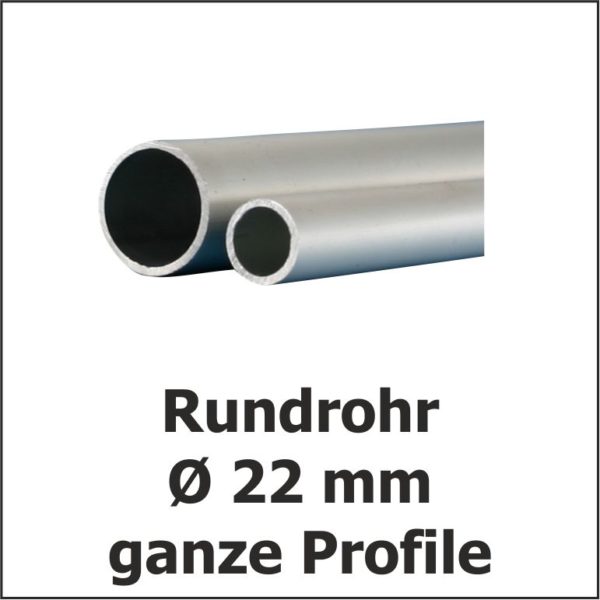 22 mm Alu-Rundrohr, ganze Rohre